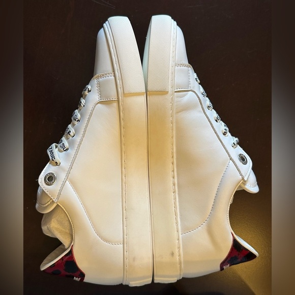 NIB Zadig & Voltaire La Flash Smooth Calfskin Sneakers 38 White Red Lightning 7 - Picture 7 of 13